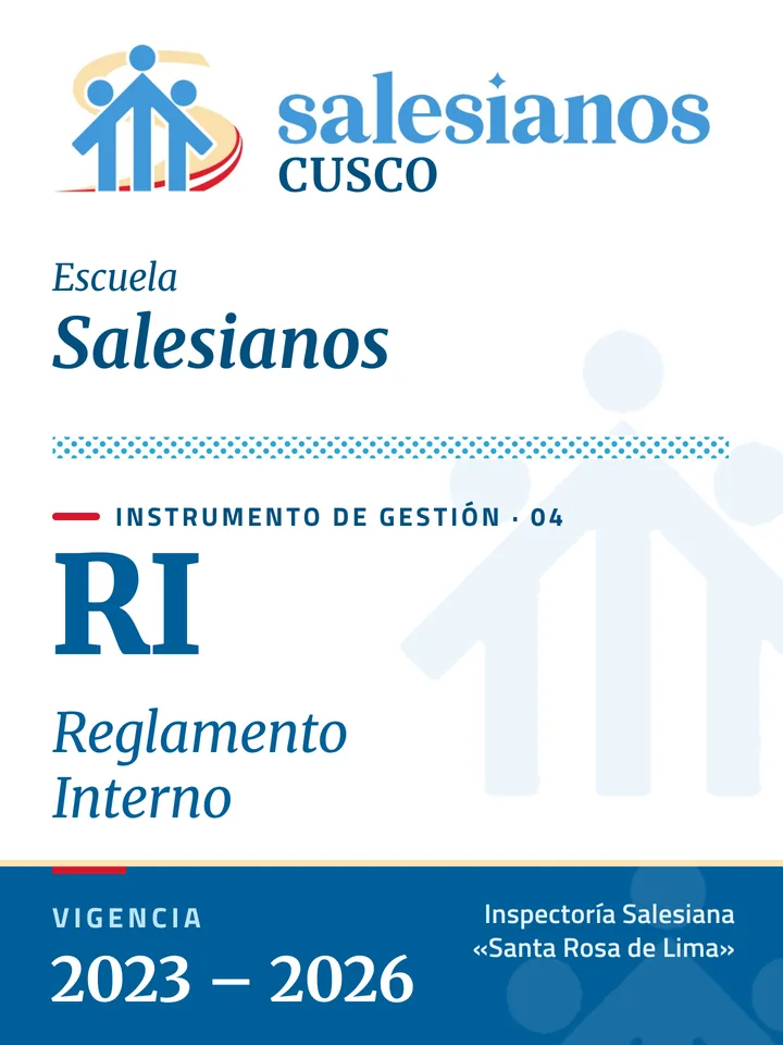 Portada del Reglamento Interno (RI) — Salesianos – Cusco, vigencia 2026